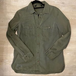 Zara Embroidered by Me Shirt Jacket Olive